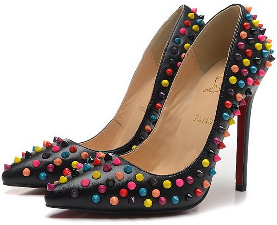 Christian Louboutin Pigalle Spike Studded Pumps Black/ Multi